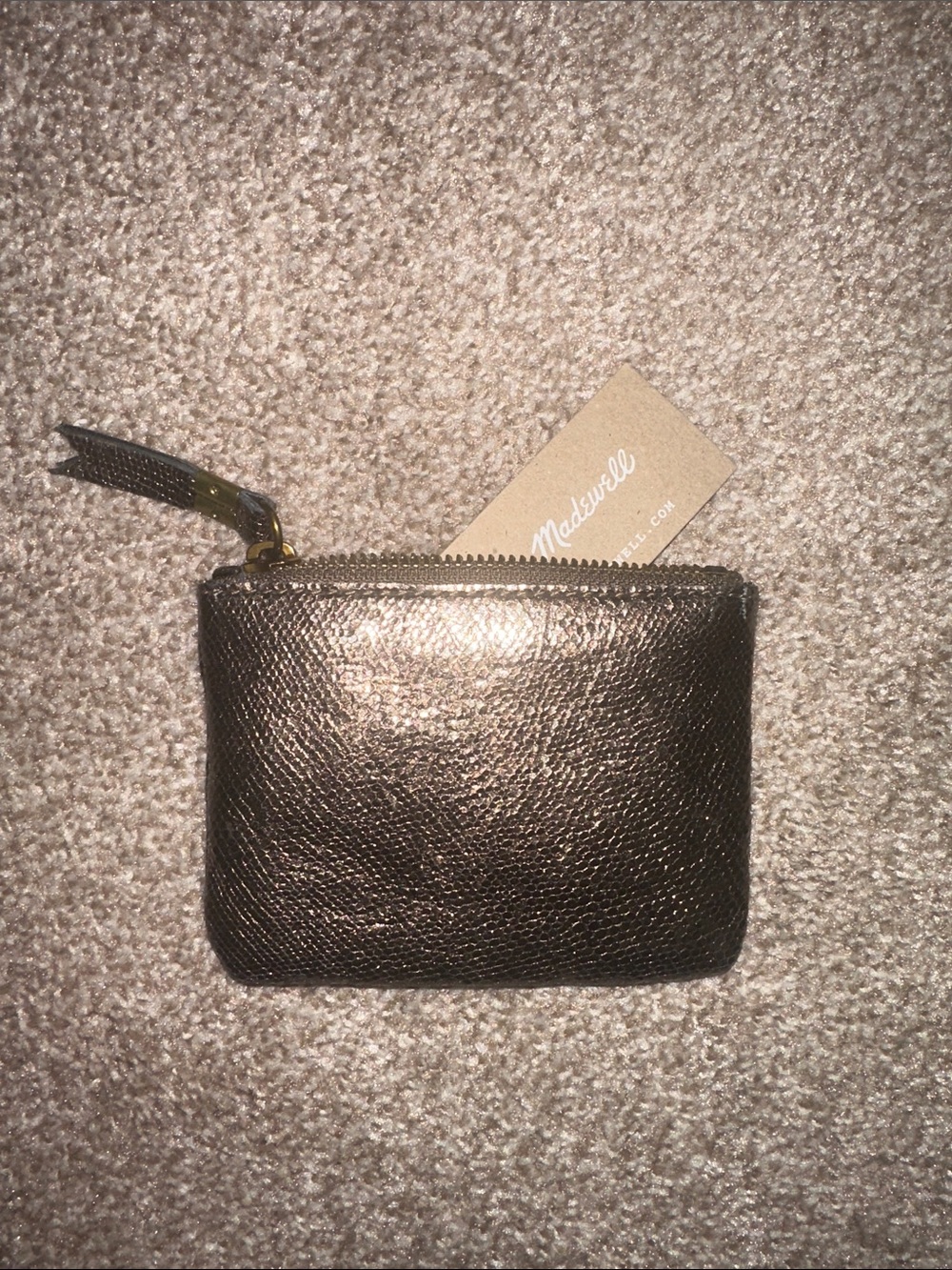 Madewell Bronze Metallic Leather Zip Coin Case